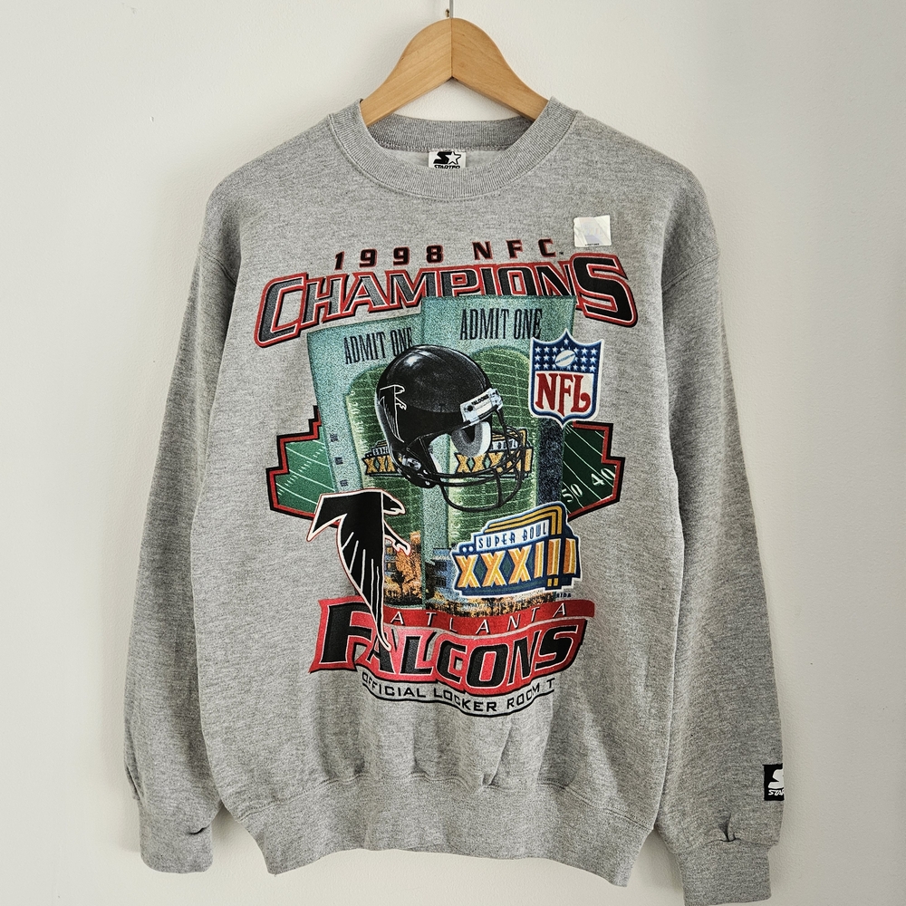 NWT Vintage Starter Atlanta Falcons 1998 NFC Champions Crewneck Made in USA